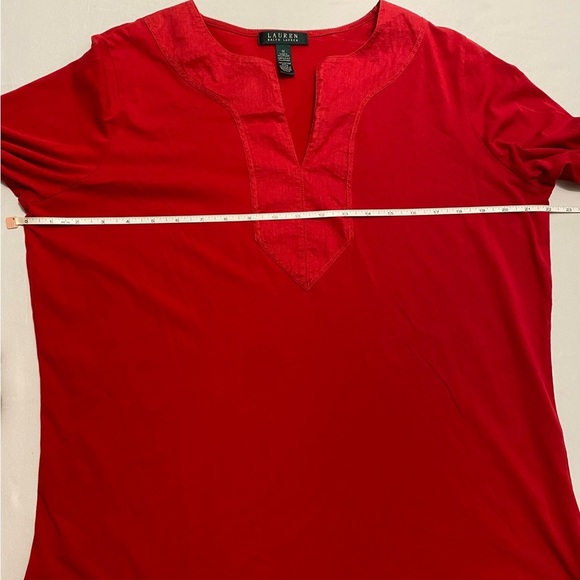 Lauren Ralph Lauren Top Women 1X Red Pullover Blouse Casual Preppy Breathable - Picture 5 of 10